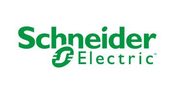 Schneider Electric Logo in Grün mit stilisiertem S und Schriftzug, steht für intelligente Gebäudetechnik.